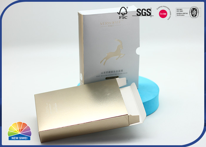 Embossed Logo Folding Sliding Gold Paper Box Facial Mask Packaging