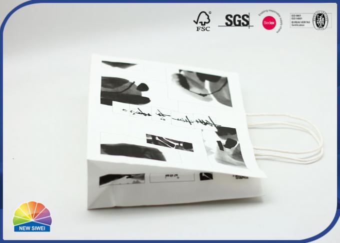 White Matte Lamination 4C Print Paper Gift Bag With White Nylon Handles 0