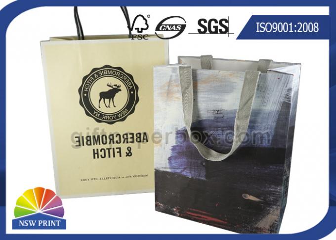 Personalized 190g White Kraft Paper Shopping Bags Full Color Printing SGS Approval 1