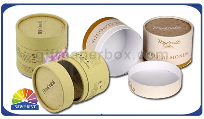Recyclable Natural Kraft Paper Can Packaging / Round Cylinder Cosmetic Packaging Box 1