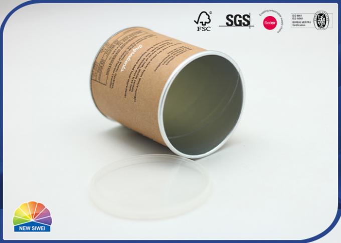 Rolled Edge Packaging Composite Paper Tube Metal Tin Cylinder With Insert Plastic Lid 0