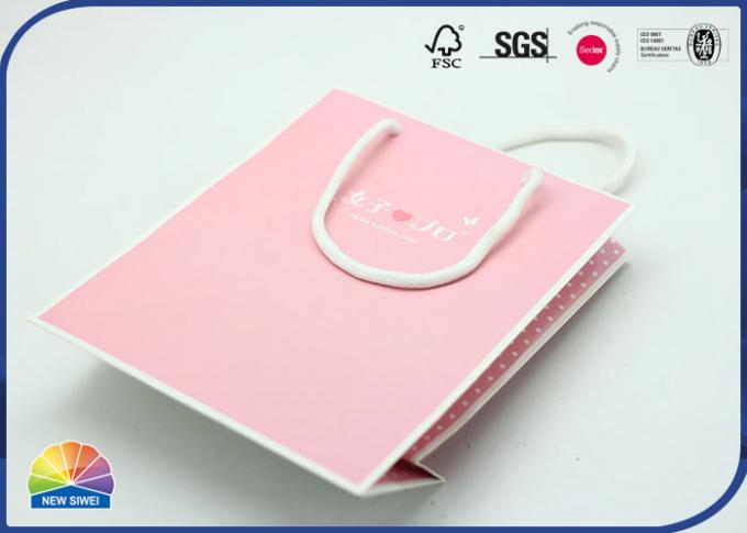 Pink Eco Friendly Customized Size Paper Gift Bag Wiht Nylon Handle 0