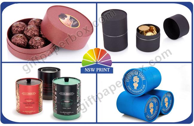 Customized Round Chocolate Packaging Box With Printing , Small Candy Coated Paper Boxes 0