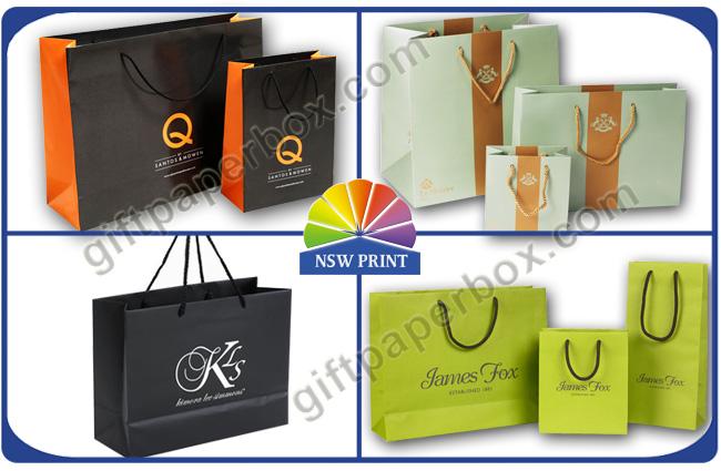 Glossy Black Printed Paper Bags With PP Rope Handle , OEM / ODM Wrapping Bag 0