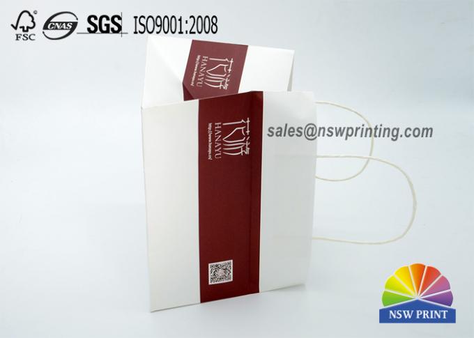 Eco - Friendly 4C Printiing 150g White Kraft Papar Bags With Twisted Paper Handle 0