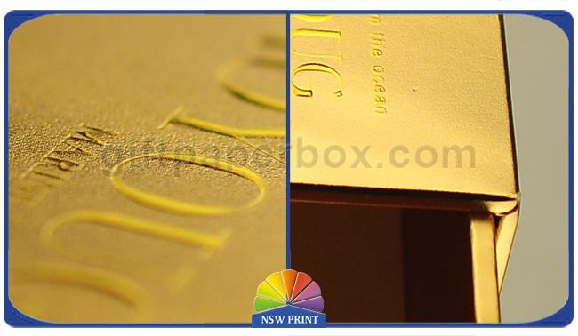 UV Coating Gold Metallic Drawer Paper Box / Luxury Cosmetic Slide Box Packaging 0