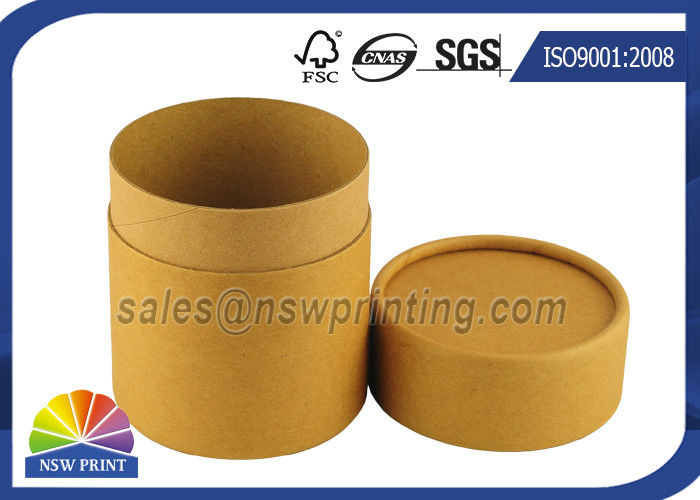 No Printing Kraft Cardboard Tubes Packaging , Cylinder Round Kraft Paper Cans