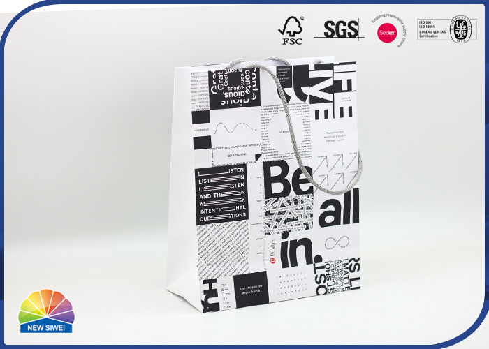 Custom Print Paper Shopping Bags With Cotton Ropes For Clothes