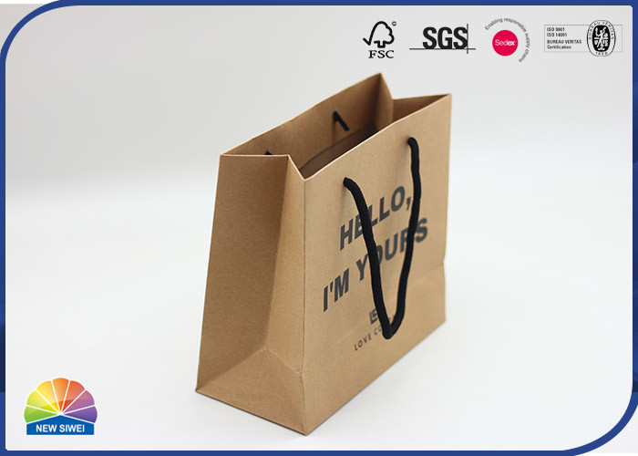 Brown Hello Kraft Paper Bags for Retailer Shopping Store with Cotton Rope