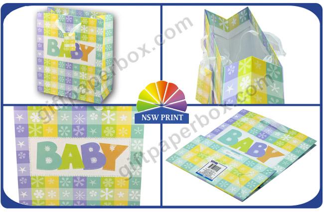 High Grade Paper Gift Wrapping Bags for Baby Showers Packaging with Ribbon Handle 0