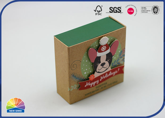 Dog Green Paper Hinged Lid Gift Box Matte Lamination Pantone Color