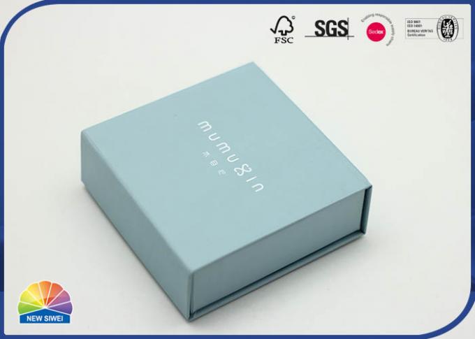 small Blue Customized Paper Hinged Lid Gift Box Designed Matte Lamination 0