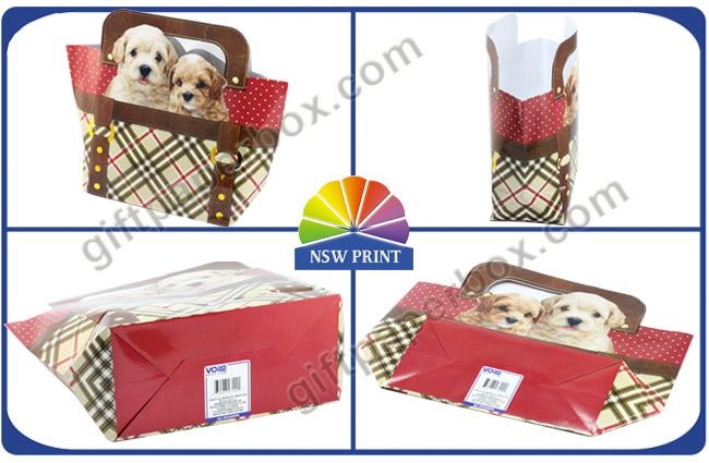 Custom Diecut Dog Handbag Printed Paper Bags For Christmas Gift Packaging Bag 0