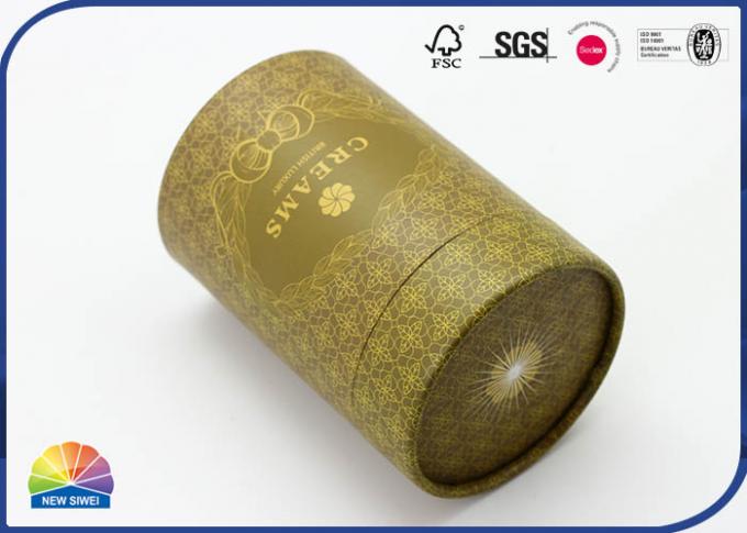 Matte Lamination Gold Kraft Cylinder Packaging For Creams 0