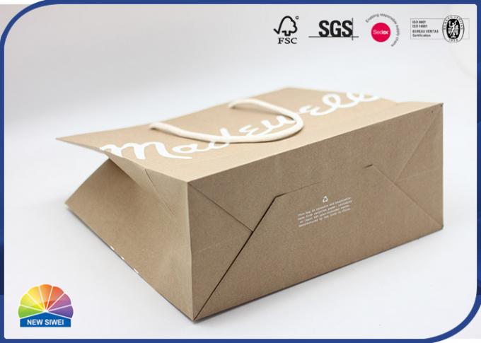 Matte White Logo Kraft Paper Bag Silk Screen Print Large Bag for Apparel with Rope 0