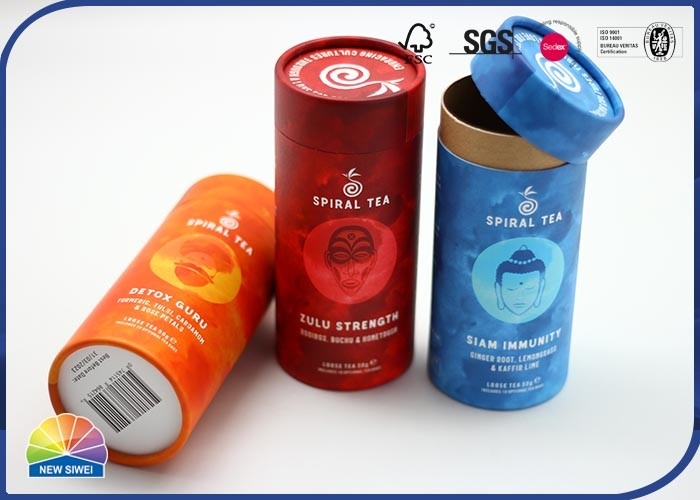 Custom Colorful Printed Tea Paper Packaging Tube Matte Lamination