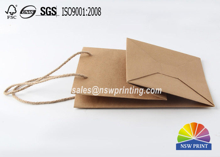 CMYK Printing Brown Kraft Paper Bags Food Packaging Bag With Ribbon Handle