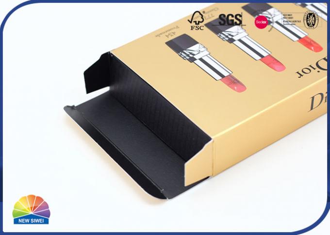 Gold Cardboard Folding Box Printed Inside Plastic Tray For Lipstick 0