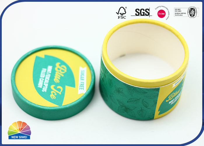 Green Round Paper Packaging Tube Matte Lamination Candy Tube