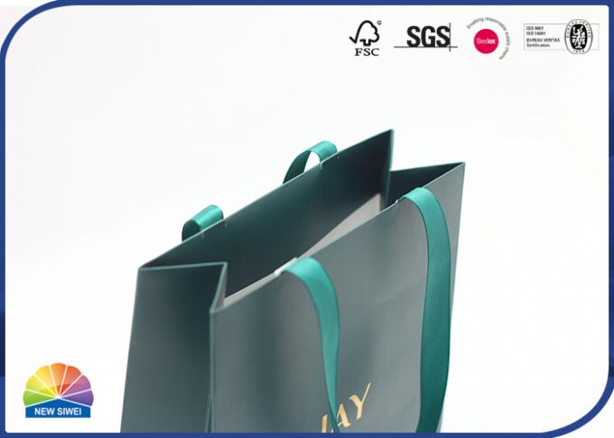 Ribbon Handle 210gsm Copper Paper Shopping Bags Customized Logo Print 0