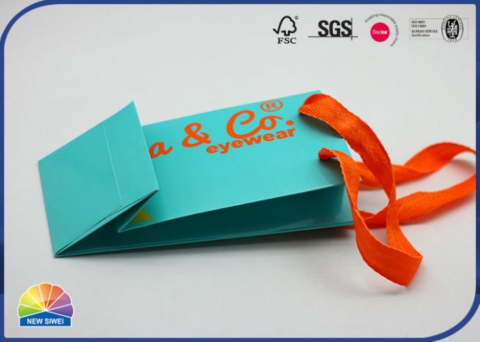 Eco Friendly Pantone Print Green Paper Gift Shopping Bag With Orange Handle 0