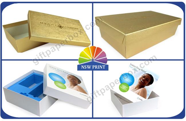 Gold Texture Paper Two Pieces Rigid Set Up Box For Gift Set Promotion 0