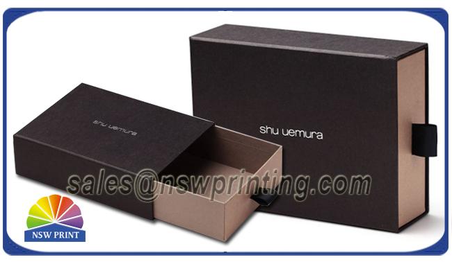 Rigid Paper Boxes Kraft Paper Sliding Drawer Boxes With Silver Gold Foil Stamping 0