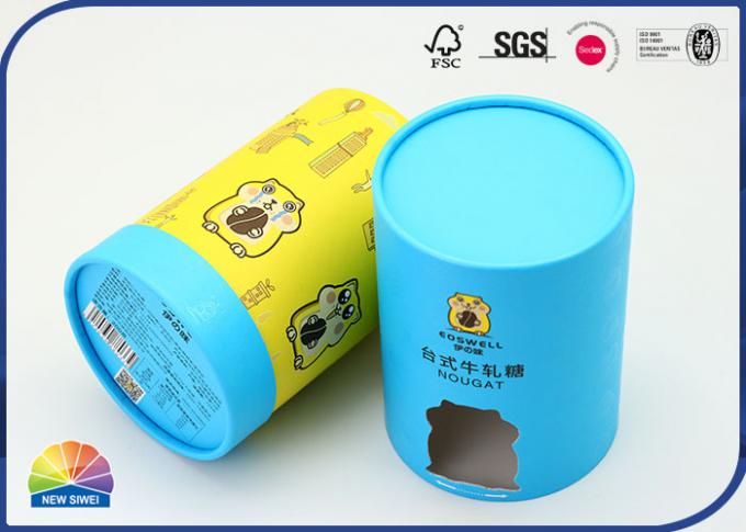 Die Cut Window Cylinder Food Packaging Tube For Biscuit Spot UV 0