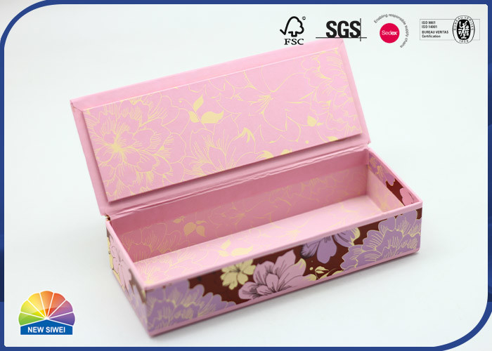 Classic Pink Hinged Lid Gift Box Baroque Style Pencil Case Jewelry Packaging