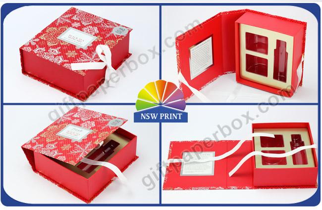 Popular Design Printed Luxury Hinged Lid Gift Box Red Flat Pack Gift Set Fold Paper Box 0