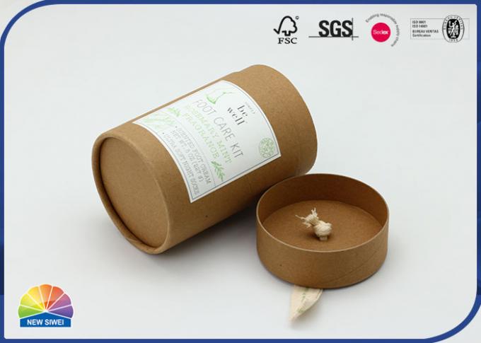 Ribbon Handle Brown Cylinder Kraft Paper Tube 4c Print 0