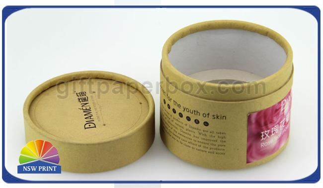 Recyclable Natural Kraft Paper Can Packaging / Round Cylinder Cosmetic Packaging Box 0