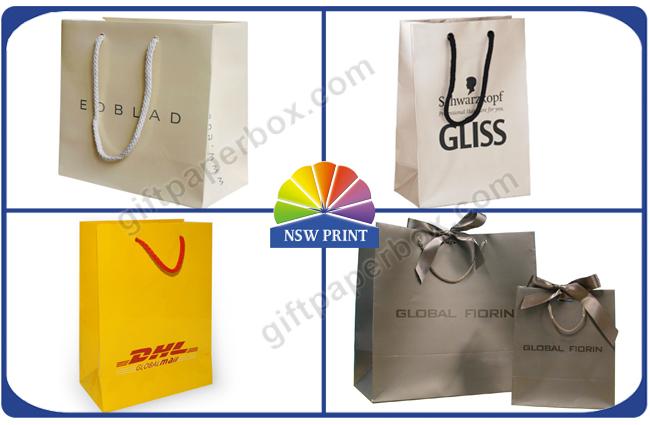 Costume Custom Paper Shopping Bags With Cotton Grosgrain Handle 0