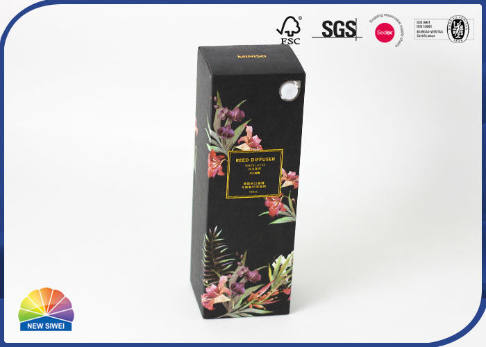 Black Kraft Paper Folding Carton Box Aromatherapy Gold Stamping