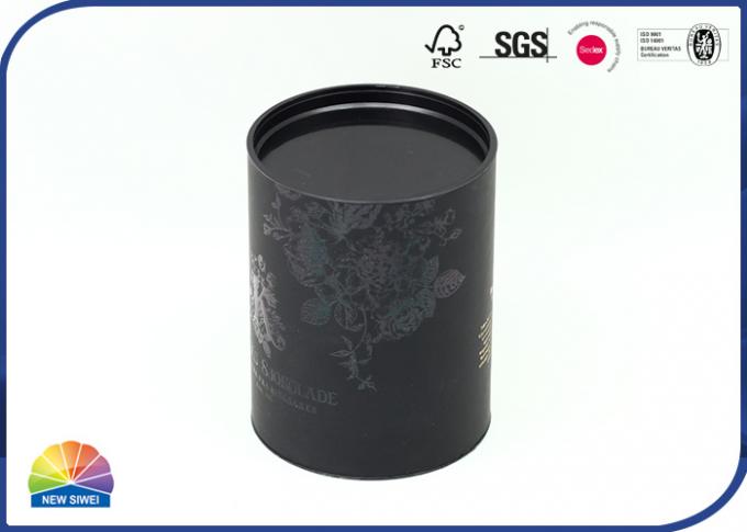 Hot Stamping Black Cardboard Tube Embossing Candle Tube Box 0