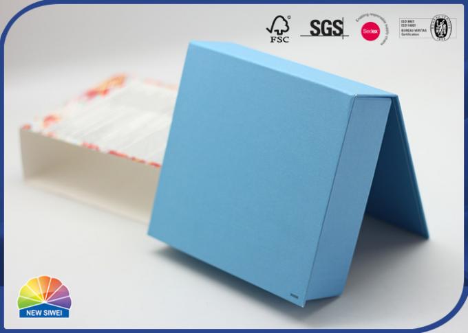 Blue Rigid Hinged Lid Gift Box For Suntan Set Packaging Debossing Logo 0