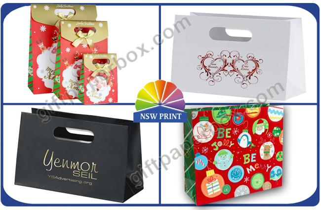 Customized Christmas Gift Packaging Bag with Die Cut Handles Ribbon Bowknot 0