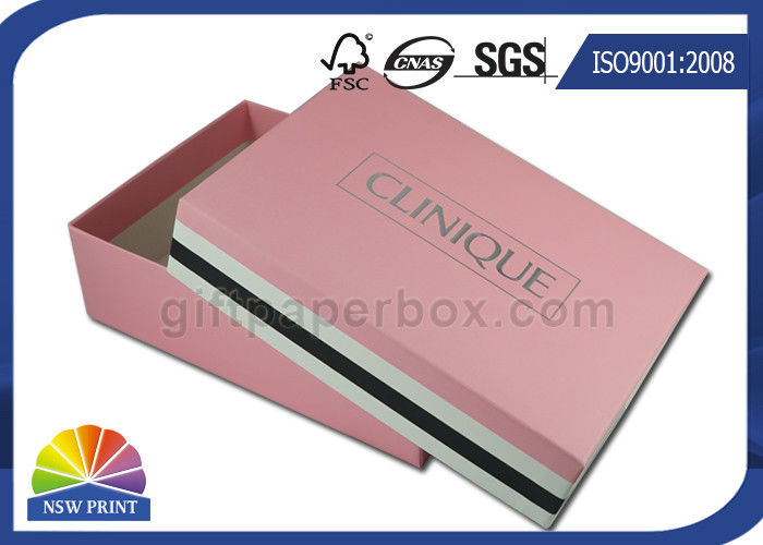 Foil Logo Printed Pink Gift Box Hard Paper Box For Packing Cosmetics