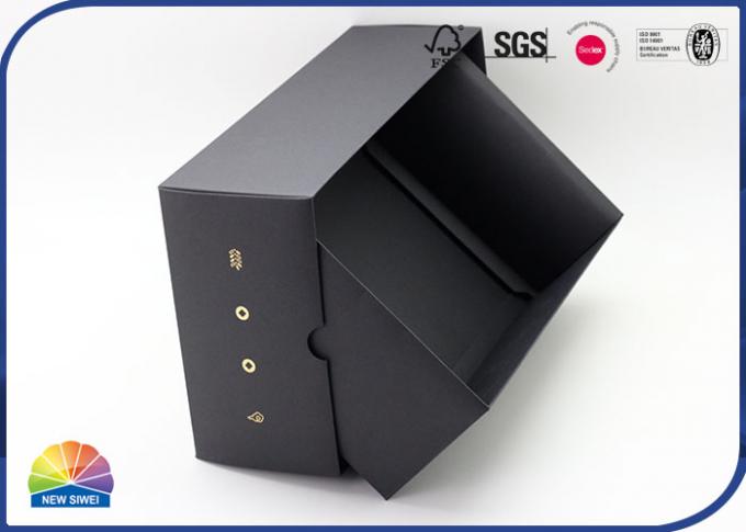 350gsm Black Cardboard Rectangle Packaging Box Gold Foil Stamping 0