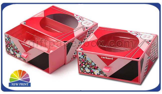 Cardboard Paper Sliding Drawer Boxes With Clear PVC Window 0