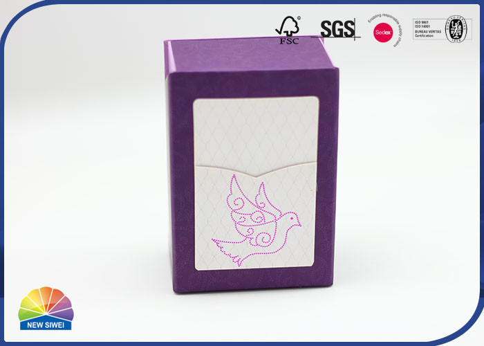 Purple CMYK Paper Packaging Gift Box Matte Lamination Hot Stamping Custom