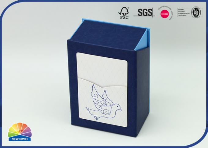 Custom Printed Blue Foil Hot Stamping Hinged Lid Cardboard Box 0
