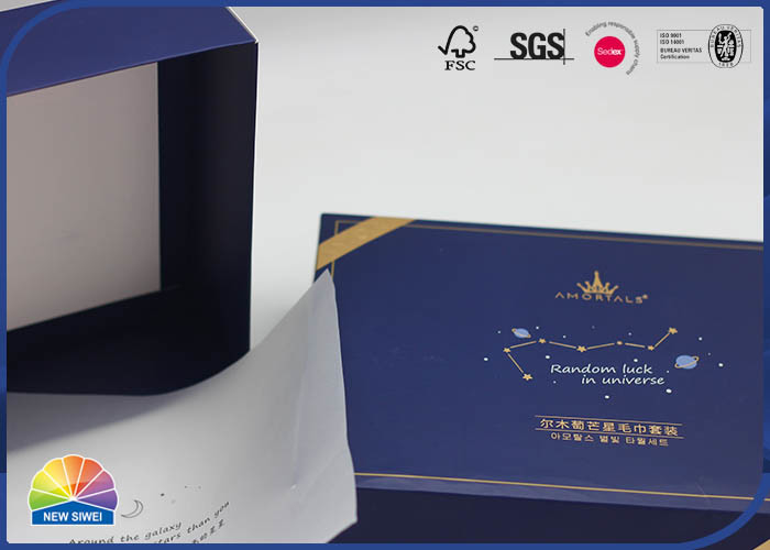 Customized CMYK Hot Stamping Paper Gift Box Matt Lamination For Towel Clothing