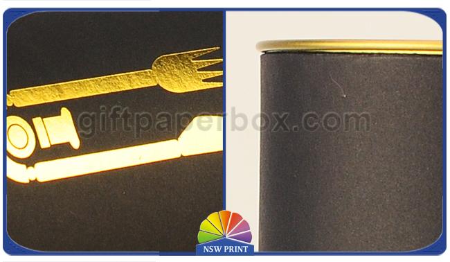 Gold Stamping Logo Black Paper Packaging Tube With Metal Plug Personalised 0