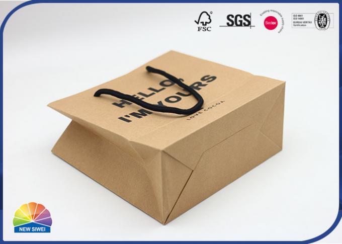 Brown Hello Kraft Paper Bags for Retailer Shopping Store with Cotton Rope 0
