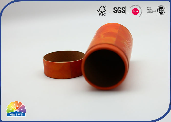 Orange Special Paper Packaging Tube With Embossing God Hot Stamping Printing