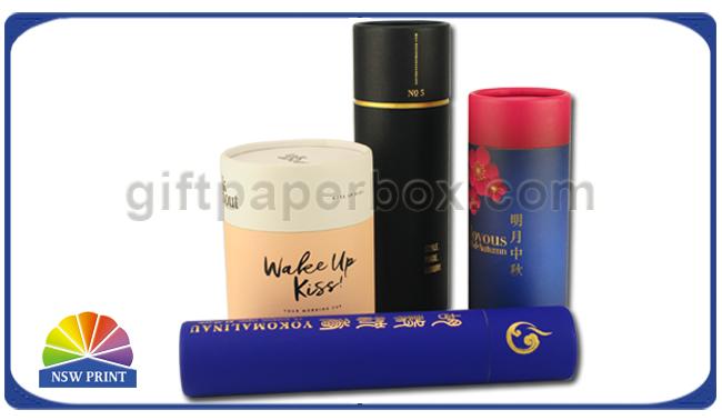 Red Round Cylinder Paper Packaging Tube With Gold Hot Stamping SGS Approval 0