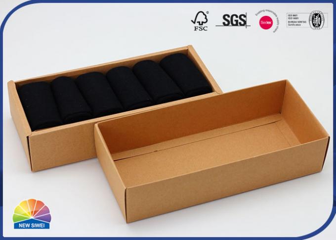 1c Print Rectangle Kraft Gift Box For Cotton Socks Packaging 0