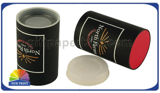 Custom Logo Imprint Plastic Cap Paper Can Packaging , Cardboard Tube Containers 0