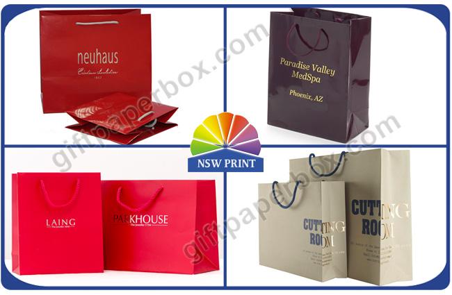 Personalized Retail Shopping Bags / Red or Brown Paper Shopping Bags with Handles 0